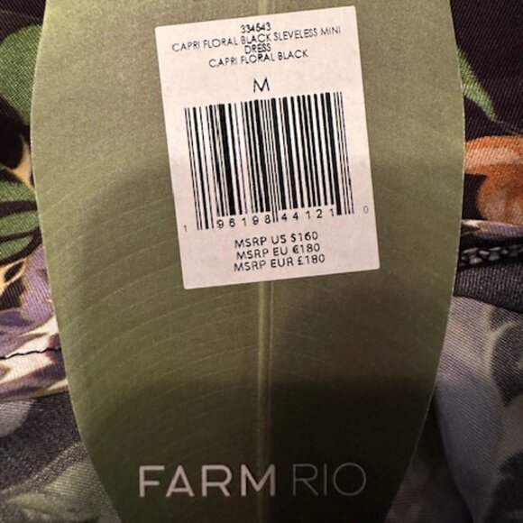 FARM Rio "Capri" Black Sleeveless Floral Mini Dress Size S, M, XL Available - Picture 5 of 11